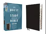 Niv, Quest Study Bible, Large Print, Bonded Leather, Black, Thumb Indexed, Comfort Print