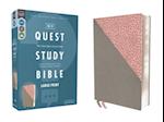 Niv, Quest Study Bible, Large Print, Leathersoft, Gray/Pink, Comfort Print