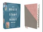 Niv, Quest Study Bible, Large Print, Leathersoft, Gray/Pink, Thumb Indexed, Comfort Print