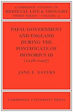 Papal Government and England during the Pontificate of Honorius III (1216-1227)
