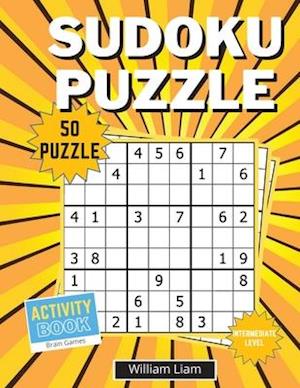 Intermediate level sudoku puzzle for adults | 50 pages of brain games for adults