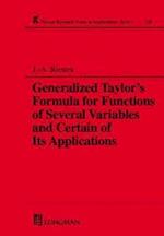 A Generalized Taylor's Formula for Functions of Several Variables and Certain of its Applications