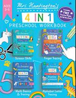 Mrs Huntington's 4 in 1 Preschool Workbook Ages 3-5