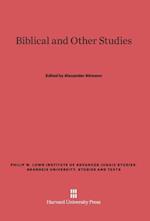 Biblical and Other Studies