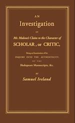 Investigation into Mr. Malone's Claim to Charter of Scholar