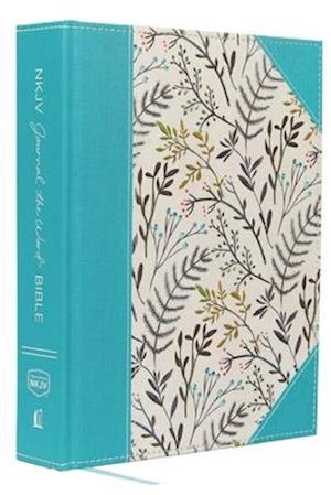 NKJV, Journal the Word Bible, Large Print, Blue Floral Cloth, Red Letter Edition
