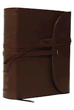 NKJV, Journal the Word Bible, Large Print, Premium Leather, Brown, Red Letter Edition