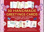 30 Handmade Greetings Cards (Red/Pink Box)