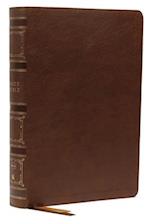 NKJV, Single-Column Wide-Margin Reference Bible, Leathersoft, Brown, Red Letter, Comfort Print