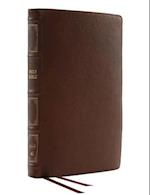 NKJV, Thinline Reference Bible, Genuine Leather, Brown, Red Letter, Thumb Indexed, Comfort Print