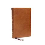 Nkjv, Reference Bible, Classic Verse-By-Verse, Center-Column, Premium Goatskin Leather, Brown, Premier Collection, Red Letter, Thumb Indexed, Comfort