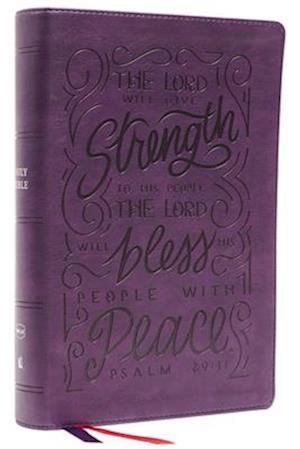 NKJV, Giant Print Center-Column Reference Bible, Verse Art Cover Collection, Leathersoft, Purple, Thumb Indexed, Red Letter, Comfort Print