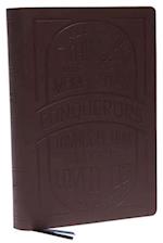 KJV, Large Print Center-Column Reference Bible, Verse Art Cover Collection, Genuine Leather, Brown, Red Letter, Thumb Indexed, Comfort Print