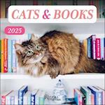 Cats & Books 2025 Wall Calendar