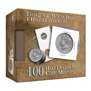 Half Dollar 2x2 Coin Mounts Cube 100 Count
