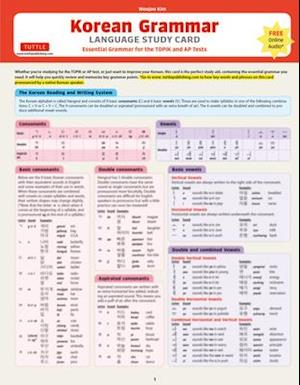 Korean Grammar Language Study Card