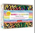 Rainbow Watercolors Note Cards, 24 Blank Cards