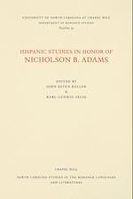 Hispanic Studies in Honor of Nicholson B. Adams