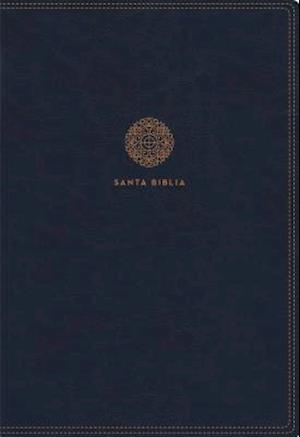 Rvr60 Santa Biblia Letra Supergigante, Leathersoft Con Índice Y Cierre, Azul