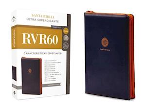 Rvr60 Santa Biblia Letra Supergigante, Leathersoft C/Cierre, Azul