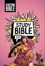 The Action Bible Study Bible Esv, Leathersoft, Pink, Full Color