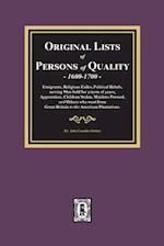 Original Lists of Persons of Quality, 1600-1700