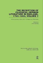 Reception of Classical German Literature in England, 1760-1860, Volume1