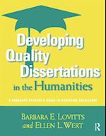 Developing Quality Dissertations in the Humanities