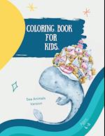 Big coloring book with sea animals