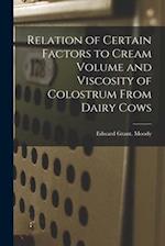 Relation of Certain Factors to Cream Volume and Viscosity of Colostrum From Dairy Cows