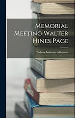 Memorial Meeting Walter Hines Page 