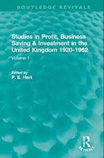 Studies in Profit, Business Saving and Investment in the United Kingdom 1920-1962