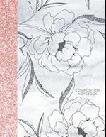 Composition Notebook: Glitter and Floral Large Wide Rule Lines with Page Numbers 