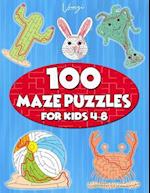 100 Maze Puzzles for Kids 4-8