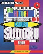 Large adult puzzles. Big Hitori and Kakuro sudoku. Medium levels.