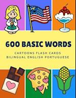600 Basic Words Cartoons Flash Cards Bilingual English Portuguese