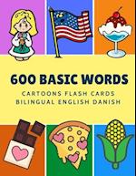 600 Basic Words Cartoons Flash Cards Bilingual English Danish