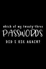 Which Of My Twenty-Three Passwords Did I Use Again?
