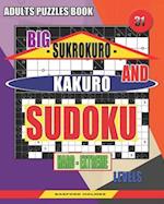 Adults puzzles book. Big Sukrokuro and Kakuro sudoku.