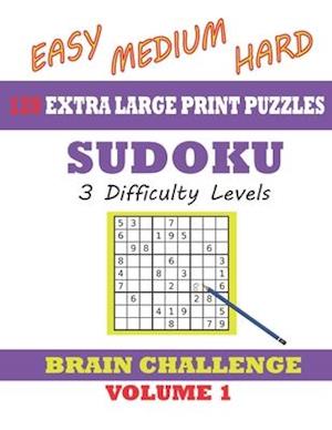 Sudoku 120 Extra Large Print Puzzles - Easy, Medium & Hard. 3 Difficulty Levels.