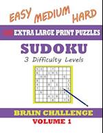 Sudoku 120 Extra Large Print Puzzles - Easy, Medium & Hard. 3 Difficulty Levels.