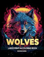 WOLVES: A Large Print A4 Colouring Book 