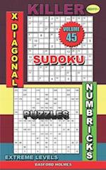 Killer sudoku X diagonal. Numbricks puzzles