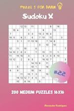 Puzzles for Brain - Sudoku X 200 Medium Puzzles 16x16 vol.22