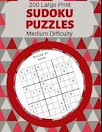 200 Large Print Sudoku Puzzles Medium Difficulty: Brain Game Entertainment Book 