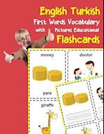 English Turkish First Words Vocabulary with Pictures Educational Flashcards