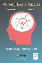Variety Logic Puzzles - CalcuDoku, Binary 200 Easy Puzzles 9x9 Book 5