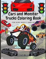 Cars and Monster Trucks Coloring Book For Kids Ages 3 and Up