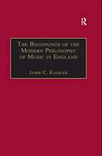 The Beginnings of the Modern Philosophy of Music in England