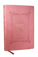KJV Holy Bible Large Print Center-Column Reference Bible, Pink Leathersoft, 53,000 Cross References, Red Letter, Comfort Print